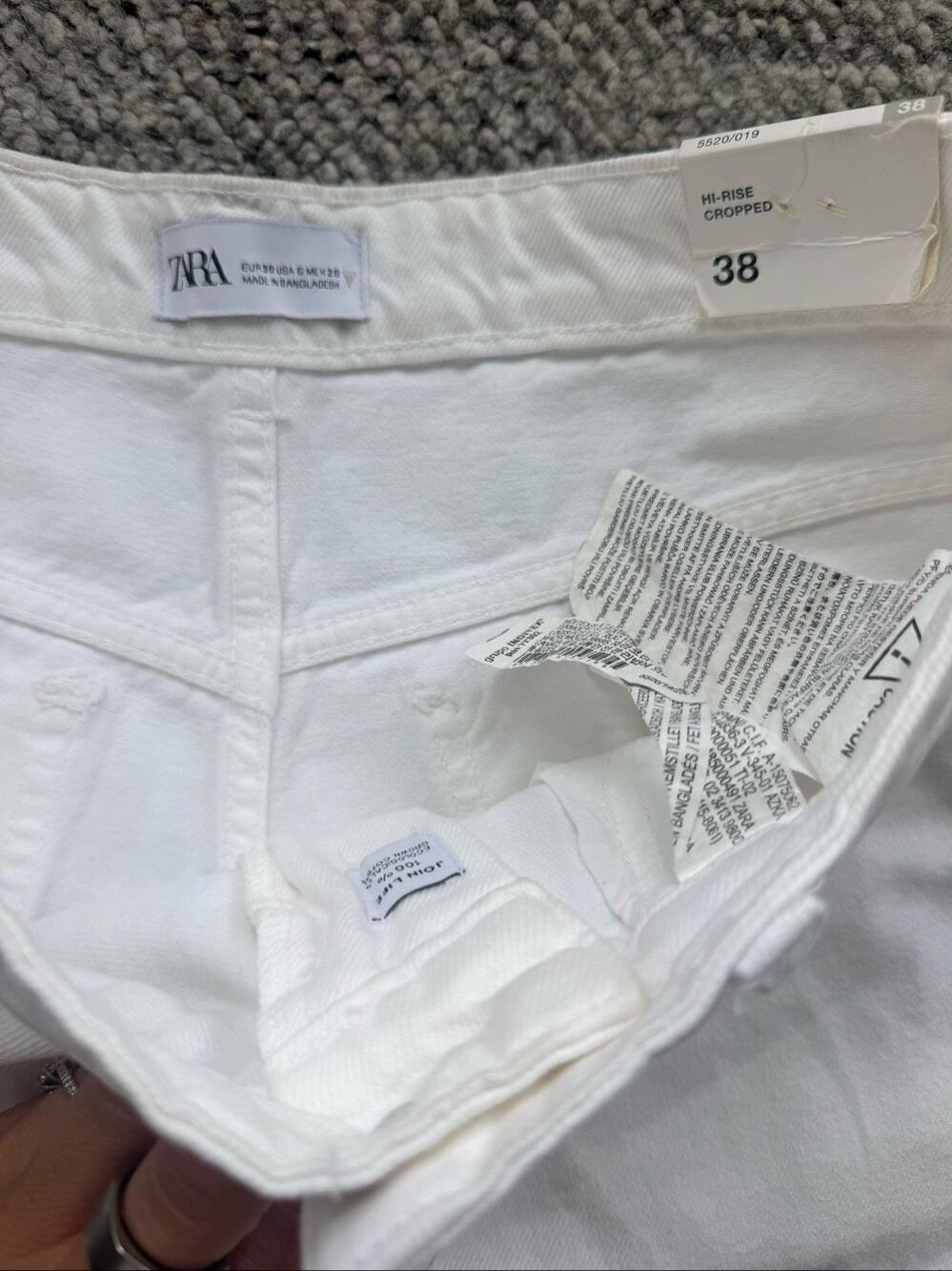 NWT ZARA 6 High Rise Cropped White Culotte Denim Pants - Picture 5 of 7